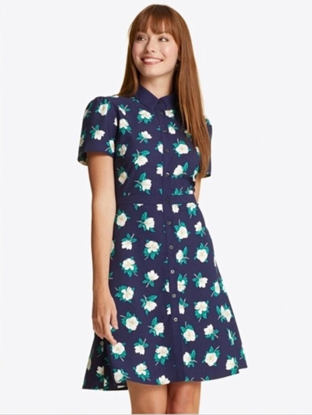 Draper James Faith Magnolia Shirt Floral Dress Button down Fit & Flare - Picture 6 of 6